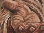 A Close up detail of a painting of a historically accurate Jesus Christ, to show it is a real painting