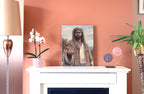 The second in a series of paintings of a historically accurate Jesus Christ inviting you to Follow Him. Photographed on a mantlepiece at my house