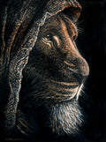 Original oil painting of the Lion of Judah, 30 × 40 cm on linen-treated canvas by Martin Buckwell.