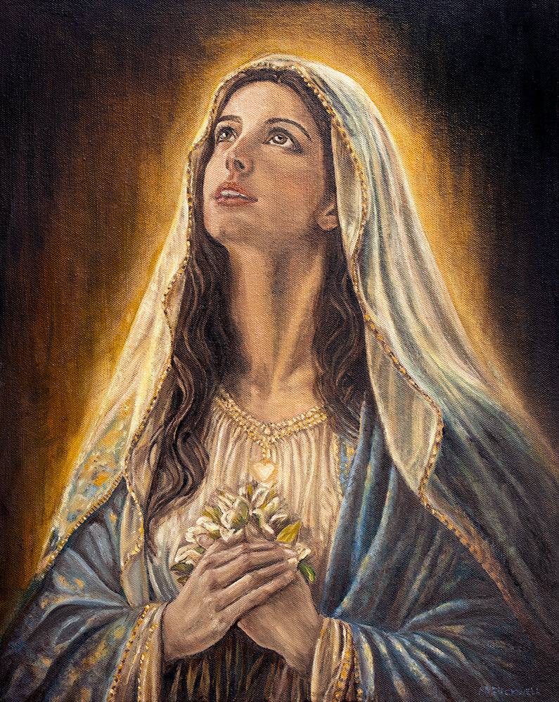 An original painting of a young Virgin Mary, the mother of Jesus by Martin Buckwell