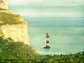 An original oil painting 40 x 30cm  of the view at Beachy Head of the white chalk cliffs in Spring time, by Martin Buckwell