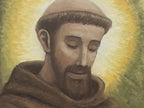 A close up detail of the Sold Commission painting for The St Francis of Assisi, Catholic Primary School by Martin Buckwell