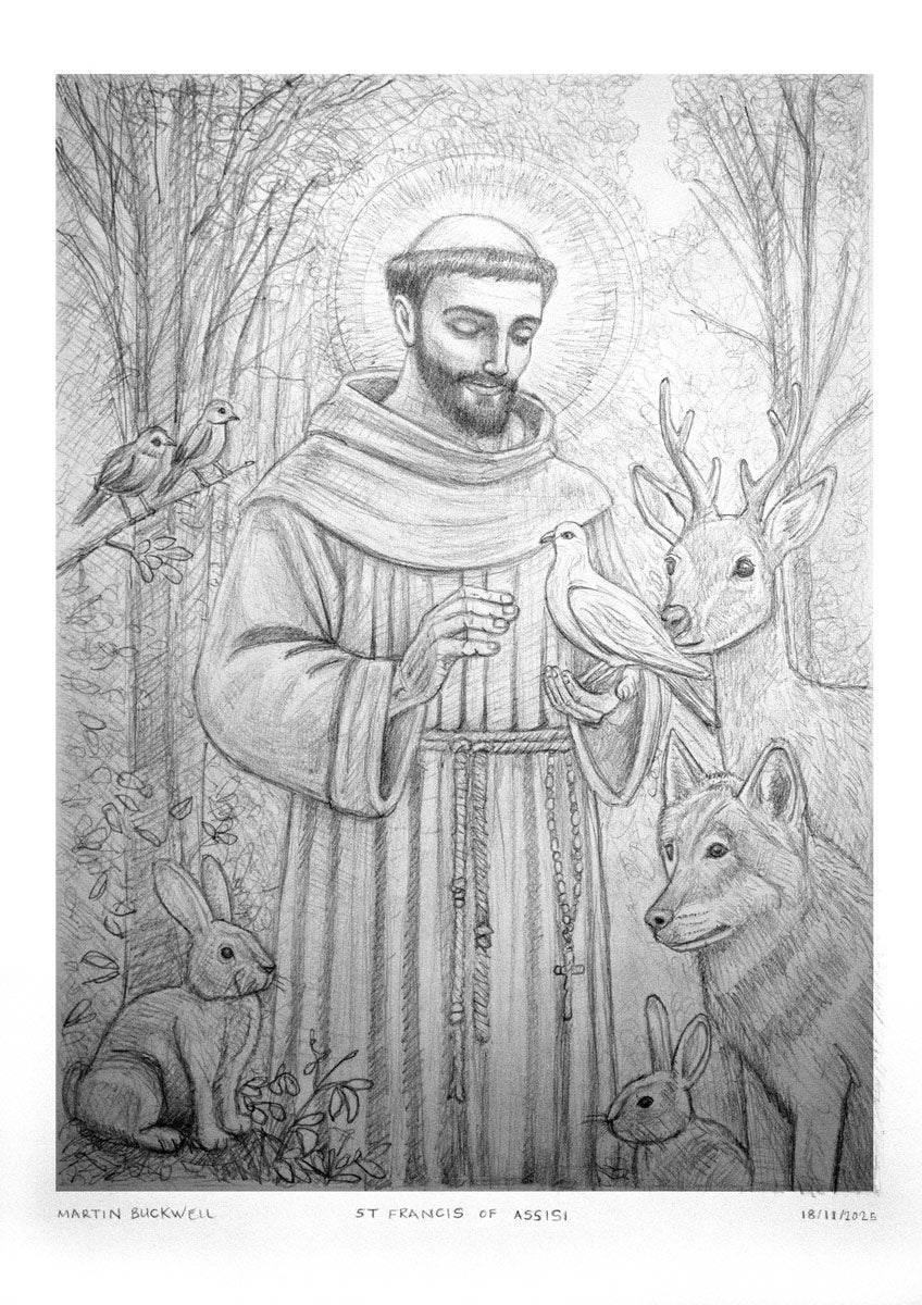 Sold Commission drawing for The St Francis of Assisi, Catholic Primary School by Martin Buckwell