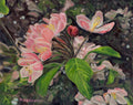 A small original oil canvas board painting of springtime blossom in a fruit tree, United Kingdom from Martin Buckwell