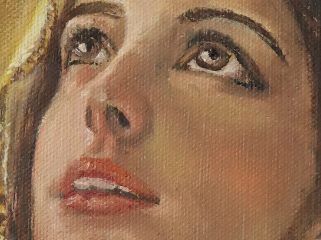 A detail of an original painting of a young Virgin Mary, the mother of Jesus by Martin Buckwell