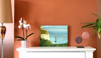An original oil painting of the view of the Seven Sister cliffs, in East Sussex, oil on canvas, as photographed at home, to show scale 