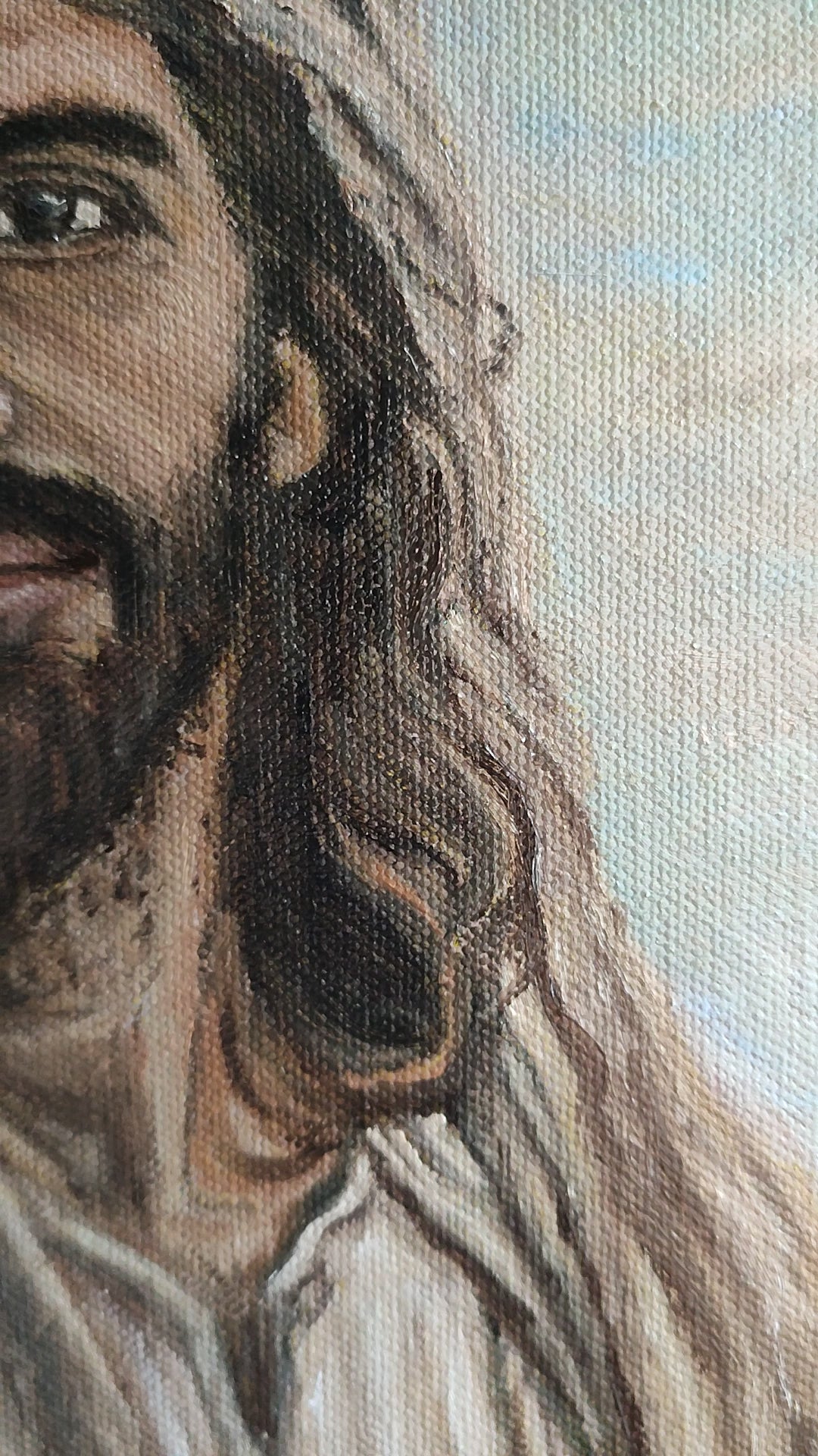 A video of a painting in process of a historically accurate Jesus Christ inviting you to Follow Him, by Martin Buckwell