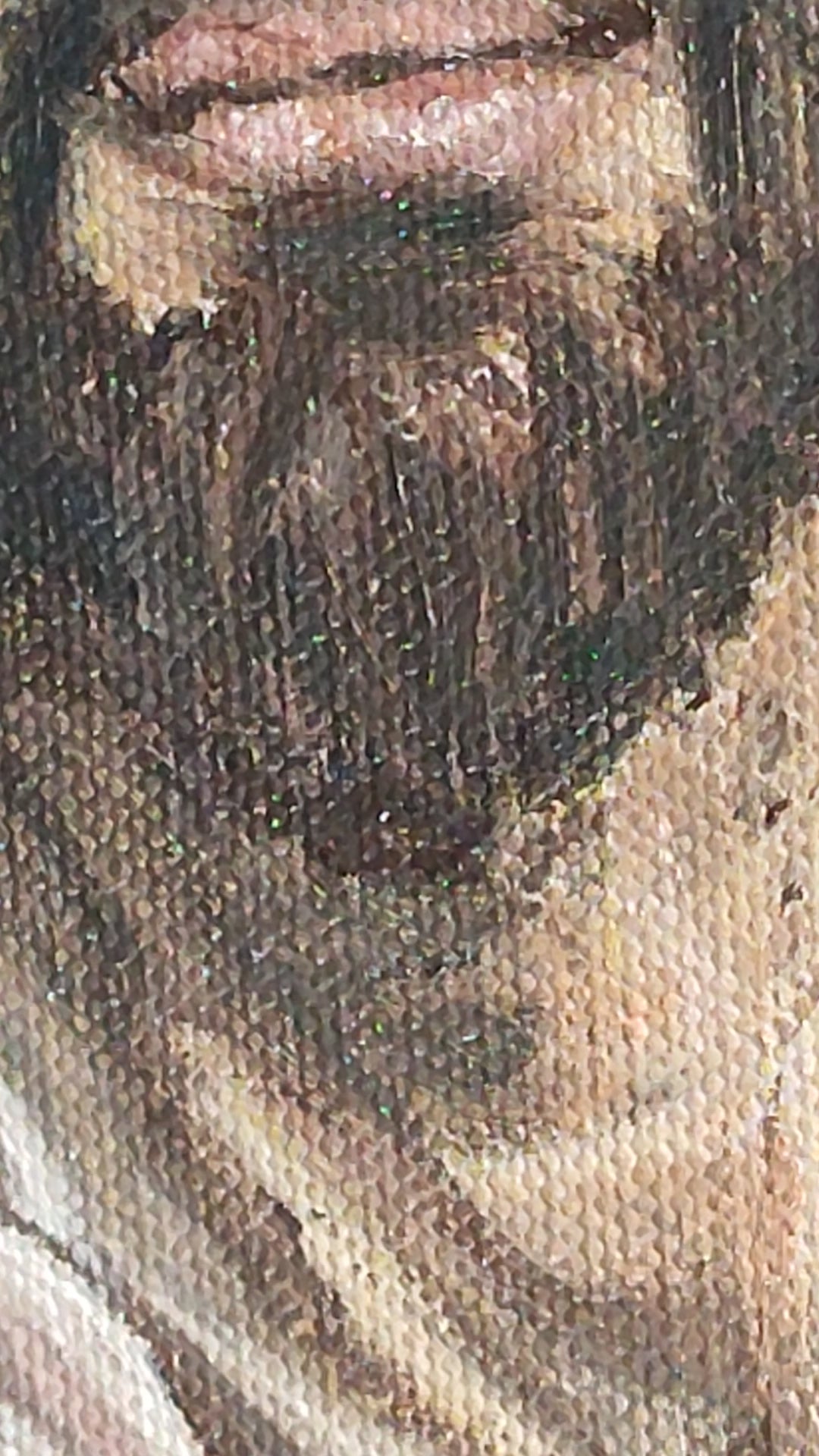 A video of a pan of a painting of a historically accurate Jesus Christ inviting you to Follow Him, by Martin Buckwell