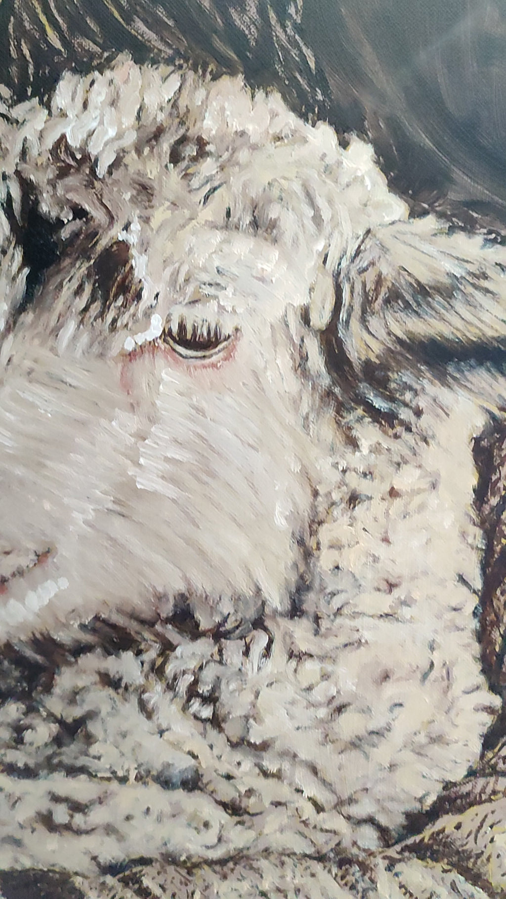 A video of my painting process, for an Original oil painting of Jesus with the lost sheep, 50 × 60 cm on linen-treated canvas by Martin Buckwell.