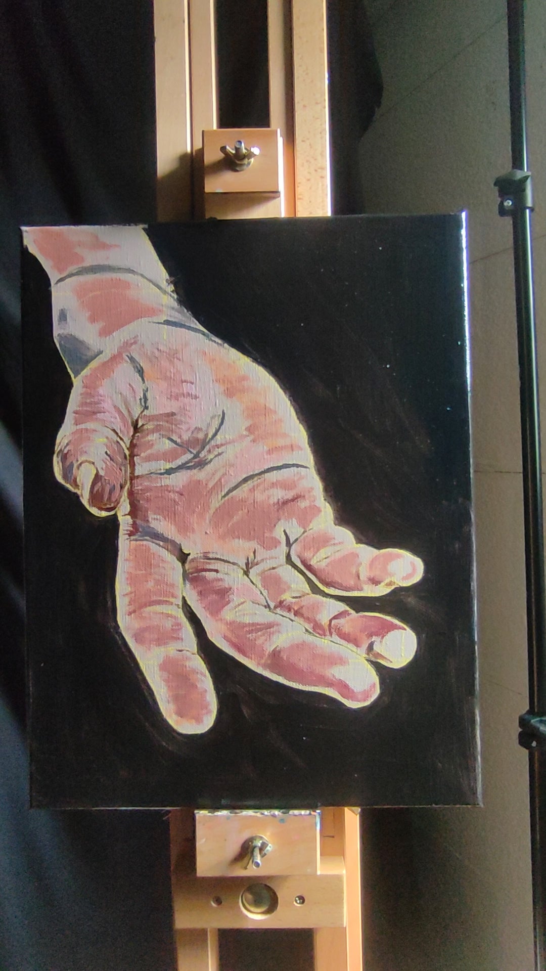 A video of my painting process of the Give to Receive hand, a contemporary realism oil painting study of the human hand by Martin Buckwell