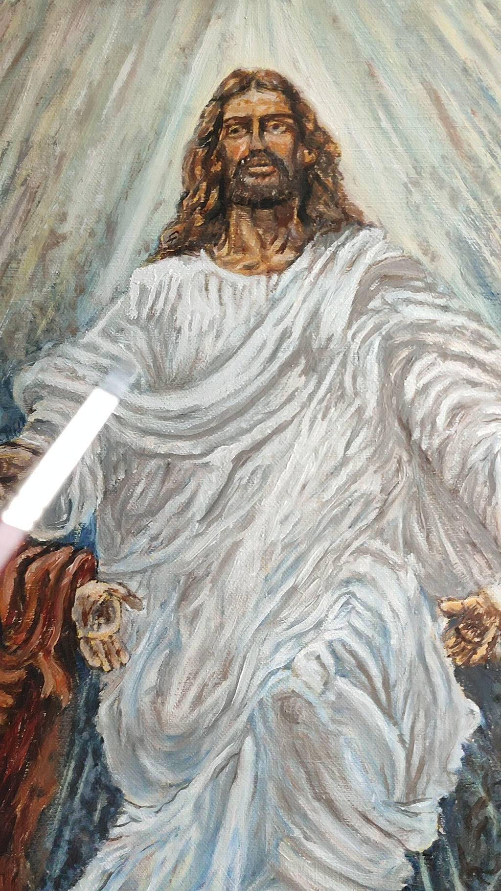 A painting in process video of the Transfiguration of Jesus, 60 × 40 cm oil painting by Martin Buckwell