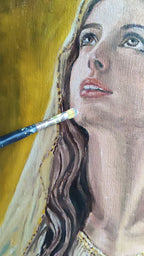 A video of my painting process of an original painting of a young Virgin Mary, by Martin Buckwell